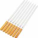 G & F Products BBQ Skewers, 23" x 5/8" Stainless Steel Flat Metal Skewers with Wooden Handles, Heavy-Duty 8-Piece Set with Camouflage Carry Bag for Grilling Meat, Vegetables, and Outdoor Cooking