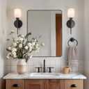 ANDY STAR Wall Mirror for Bathroom, 24x36 Inch Black Bathroom Mirror, Stainless Steel Metal Frame with Rounded Corner, Rectangle Glass Panel Wall Mounted Mirror Decorative for Bathroom