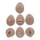 Soft Silicone Body Part Model, Piercing Practice Model Simulation Silicone Ear Eye Nose Mouth Tongue, Belly Button Model Safety Pierce Tool for Novice Piercer Teaching Instruction (Dark Skin Colour)