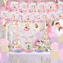 Fairy Party Supplies ,Pink fairy Party Supplies Decorations with Happy Birthday Flower Fairy Banner, Cake Topper,Flower Fairy Balloons, Centerpieces,Multi-Color Balloons for Fairies Party