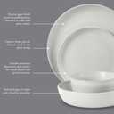 Gibson Elite Menlo Park 16-Piece Pottery Clay Stoneware Dinnerware Set – White Reactive Glaze, Embossed Plates and Bowls W/Pasta Bowl, Service for 4 – Microwave & Dishwasher Safe