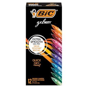 BIC Gelocity Quick Dry Gel Pens with Vivid colors and Smooth Writing, 0.7 mm Medium Point, 11 Count in Assorted Ink