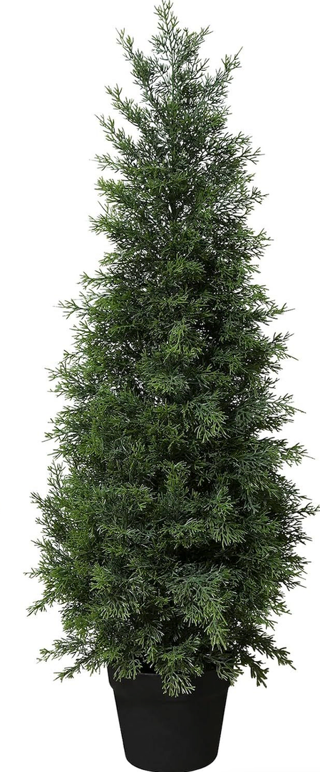 LOMANTO Outdoor Artificial Topiary Cedar Tree 3Ft UV Rated Potted Plant  Fake Tree for Porch Decor Faux Pine Plant for Housewarming