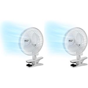 Comfort Zone CZ6C 6-inch Quiet Portable Indoor 2-Speed Desk Fan with Clip and Fully Adjustable Tilt, White for Home, Office, Bedroom (Pack of 2)