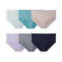 Fruit of the Loom Women's Breathable Underwear (Regular & Plus Size), Plus Size Brief - Cooling Stripes - 5 Pack Assorted Colors, 12