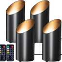 Brightown LED Spot Lights - 4 Pack Up lighting Floor Can Lights with Remote and Timer, 3 Color Temperatures & Dimmable, 2 Lighting Modes for Wall Picture Painting Plants Indoor Accent Lighting, Black