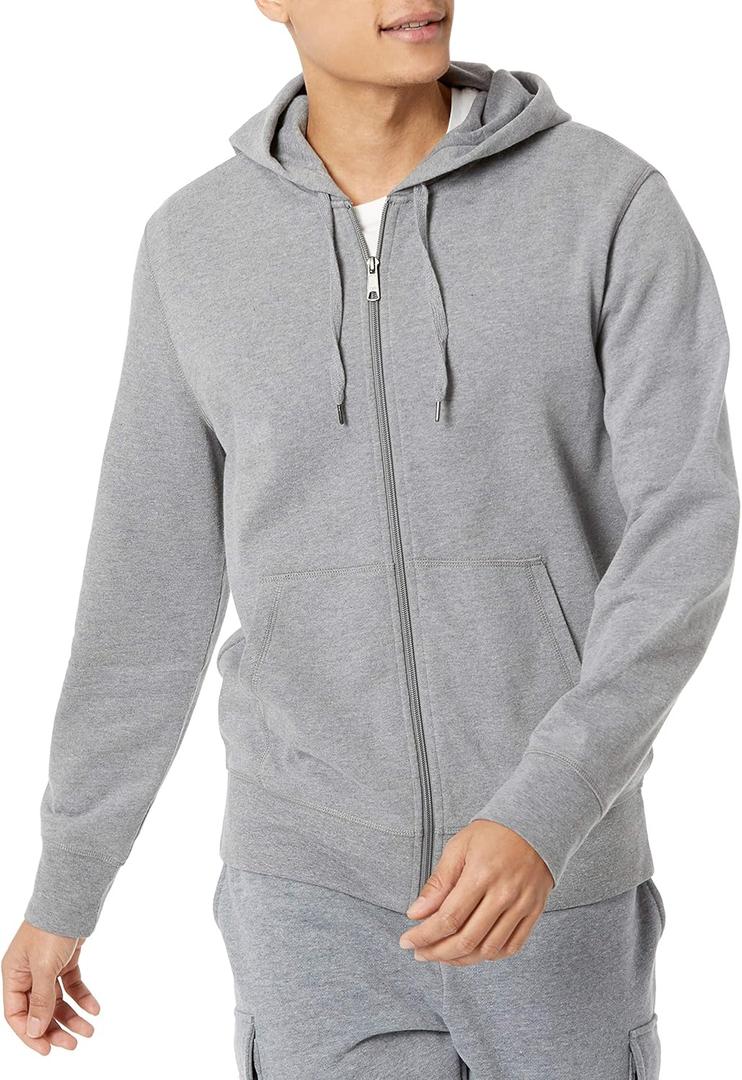 Amazon Essentials Men's Lightweight French Terry Full-Zip Hoodie (X-Large, Charcoal Heather)