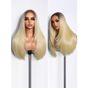 GORGIUS 613 Blonde Straight Lace Front Wigs Pre Cut Glueless Synthetic Layered Wig 24 Inch