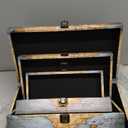 Jolitac Wood Storage Box Set of 3, Vintage Decorative Nesting Boxes Wooden Treasure Storage Crates With Latch, Home Decor Rustic Antique Boxes With Lid for Photos, Jewelry, Cash (Rectangle- Map)