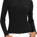 Darong Long Sleeve Tops for Women Basic Fitted Shirts | slim fit, crew neck, fall tshirt, ribbed knit, undershirt, soft material,lettuce edge, stretch (Black, M)