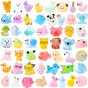52Pcs Luminous Mini Resin Animals 52 Styles Miniature Glow in the Dark Resin Animal Figures to Hide Tiny Small Little Ducks Turtles Dinosaurs and Frogs for Micro Landscape Dollhouse Fairy Garden Decor