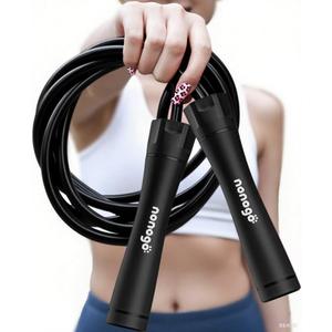 nonogo 1.1LB Weighted Jump Rope for Women  Adjustable 10mm Heavy PVC Skipping Rope for Fitness, Ideal for High-Intensity Training, MMA, Boxing, CrossFit, Weight-loss Workouts (Black Handle + Black Rope)