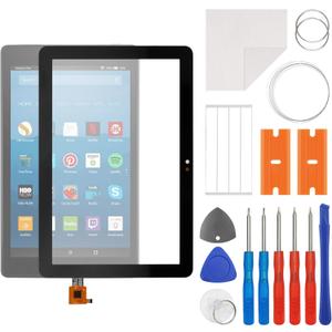 SWARK Front Screen Glass Outer Panel Lens Replacement +OCA Compatible with Kindle Fire HD 8 (HD 8 Plus Tablet 10th Gen 2020 8 with Repair Kit