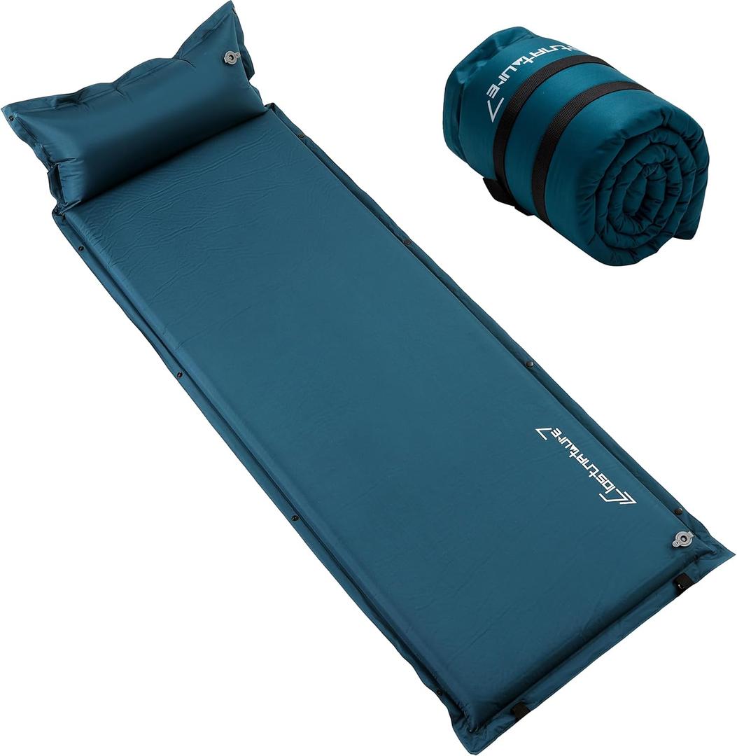 Clostnature Self Inflating Sleeping Pad for Camping - 1.5/2/3 inch Camping Pad, Lightweight Inflatable Camping Mattress Pad, Insulated Foam Sleeping Mat for Backpacking, Tent, Hammock (Blue)