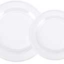 FLOWERCAT 100PCS Clear Plastic Plates - Heavy Duty Clear Disposable Plates for Fall Party/Wedding/Christmas - Include 10inch & 7inch Dinner/Dessert Plates for 50guests