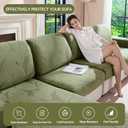 QIANMEW Couch Covers for Sectional Sofa, Washable Stretch Soft Sofa Cushion Covers L Shape Sofa Slipcovers Anti Slip Furniture Decor Protector for Pets (1PC L Chaise Cover,Green)