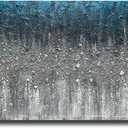 Tiancheng Art,100% Hand Painted Abstract Oil Painting on Canvas, 24 x 48 inches, Blue Gray, Wall Art for Living Room, Bedroom, Dining Room, Home Decor