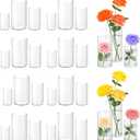 24 Pack Glass Cylinder Vases for Centerpiece, 4 6 8 Inch Tall Clear Cylinder Flower Vases Glass Hurricane Floating Candle Holder Vases Bulk for Table Shelf Party Home Wedding