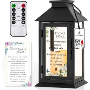 Memorial Lantern Bereavement Gifts in Memory of Loved One - Remembrance Sympathy Gifts for Loss of Mother, Father or Loved One with LED Candle and Remote