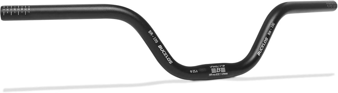 BUCKLOS Mountain Bike Handlebars 25.4mm - 20/100mm Rise MTB Aluminum Alloy Handlebar - 620/720mm Extra Long Bicycle Riser HandleBars for E-Bike Folding Bike Downhill Racing.