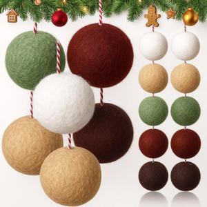 36 Pcs Wool Felt Balls Christmas Ornaments 1.57 Inch Christmas Tree Decorations Pompom Decoration DIY (Multicolor)