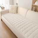 Smiry Couch Cover for Dogs Washable, Non Slip Fuzzy Pet Couch Covers for 3 Cushion Sofa Pet Friendly, Thick Soft Sofa Slipcovers Cushion Protector (White, 27.6" x 59")