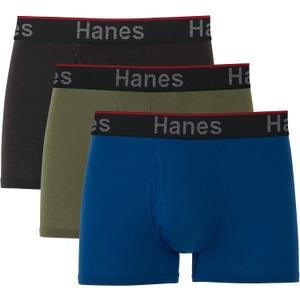 Hanes Total Support Pouch Men's Boxer Brief Underwear, Anti-Chafing, Multi-Pack, Regular Leg-Black/Blue-3 Pack, X-Large