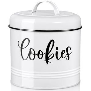 DAYYET Farmhouse Cookie Jar for Kitchen Counter, 1 Gallon Vintage Cookie Jar with Airtight Lid, Large Food Storage Container for Candy, Cookies, Dessert, Rustic Kitchen Decor and Accessories