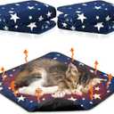 Namalu 4 Pack Self Warming Cat Bed Self Heating Cat Mat Star Pattern Soft Dog Crate Pad Thermal Pet Mat Anti Slip Kennel Dog Washable Warming Bed for Outdoor Indoor (12 x 12 Inch, Blue)
