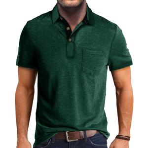 Men's Casual Polo Shirts Classic Button Basic Short Sleeve Shirt Solid Color Cotton Tees Golf Stylish Tops (X-Large)