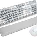 Wireless Keyboard and Mouse Combo with Wrist Rest, 2.4G Full-Sized Keyboard and Mouse Cordless, 3 DPI Adjustable Silent Mouse, Dual-System Keyboard for Computer/Laptop/Windows/Mac