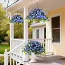Hommyea Artificial Flowers for Outdoor, 2 Bundles UV Resistant Fake Plants Decoration Realistic Faux Silk Flowers No Fade Plastic Flowers for Outside Planters Home Porch Patio Yard Garden Decor