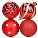 SHareconn 4ct 6 Inch Large Christmas Tree Balls Ornaments, Colored Shatterproof Plastic Decorative Baubles Decorations for Xmas Tree Decor Holiday Party Wedding Decoration (Red, 150mm)