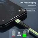 Essri 2Pack for iPhone Charger Cord 6FT, Lighting Cable 6 Feet to USB Charging Cable, Nylon Braided Charging Cord 6 Foot Compatible with iPhone 14 13 12 11 X XS XR 15 Pad -Light Green