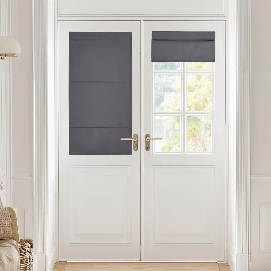 NICETOWN Roman Shades for Windows, Room Darkening French Door Shade, No Drill, Easy Installed Short Curtains, Adjustable Roller Shade, Window Blind, for Office, 1 Panel, 27" W x 48" L, Grey