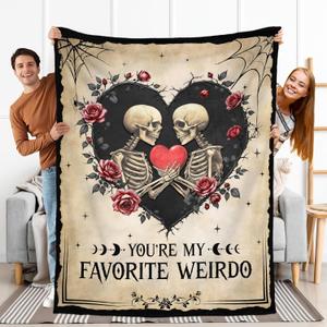 GEEMBI Anniversary Couples Gifts for Women Men - Fleece Throw Blanket for Couch Bed 50x60 in - Wedding Anniversary Birthday Gifts for Boyfriend Girlfriend Her Him Wife Husband, Gothic Blanket (Vintage Gothic - Favorite Weirdo)