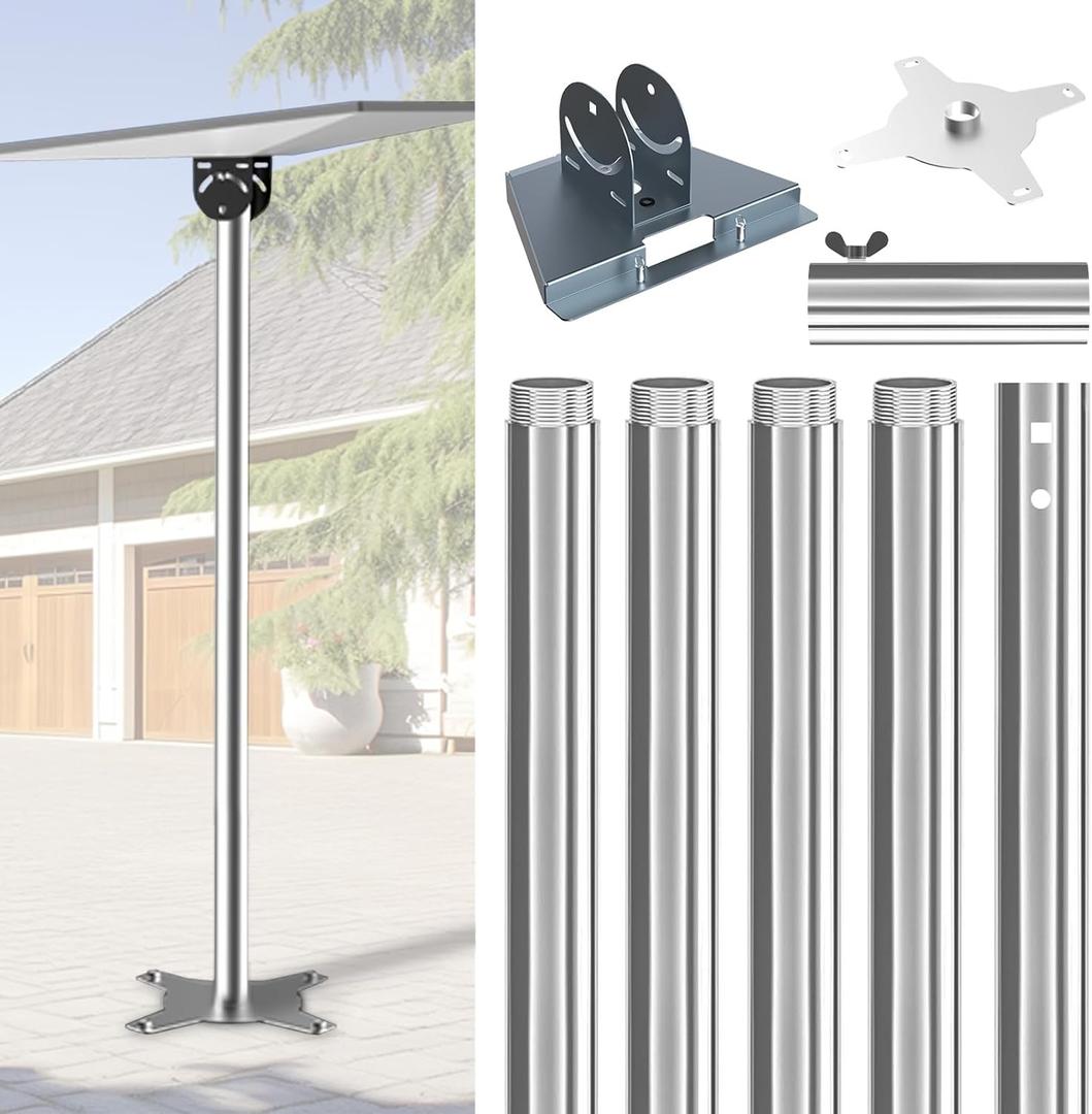 for Starlink Gen 3 Pole Mount Kit with Pipe Adapter, Thickened Stainless Steel, Starlink Mounting Starlink Base Bracket (5 Section Straight with Mount)