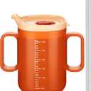 VOPHIA Senior Water Cup Sippy Cups for Elderly, Safe Silicone Spill Proof Cups with 2 Handles Straw and Lid for Adults for Hospital Patients, Elderly, Pregnant, and Disabled (Orange-1 Pack)