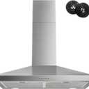 FIREGAS Range Hood 30 Inch, Stainless Steel Wall Mount Kitchen Hood 450 CFM with 3 Speed Exhaust Fan, Ducted/Ductless Convertible, Stove Vent Hood for Kitchen with Aluminium Mesh and Charcoal Filters (Silver)