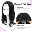 Fine Plus 18'' Hair Toppers for Women, Synthetic Natural Black Hair Topper Adds Volume Top Coverage for Thinning Hair & Gray Roots Lightweight Hairpieces with Natural Loose Wavy Texture for Daily Wear