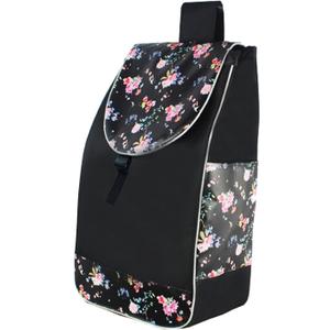 APLVFFZH Trolley Cart Spare Bag Folding Shopping Cart Replacement Bag Daily Essential Waterproof Storage for House Groceries Grocery, Black Flower