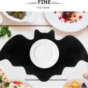DOITOOL Halloween Bat Placemats Set of 6 Black Halloween Place Mats Non-Slip Washable Bat Table Mat for Holiday Party Decorations Kitchen Dining Table Decorations