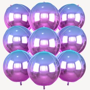 Gradient Purple Round Foil Balloons 9 pcs,22" Giant Round Balloons Purple Foil Balloon for Girls Birthday Baby Shower Wedding Bridal Shower Bachelorette