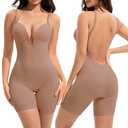 Slimers Backless Shapewear Tummy Control: Low Back Plunge Shapewear Bodysuit - Built-In Bra Body shaper For Woman XL