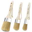 Wesquer Chalk Paint Brush Natural Bristle Round Paint Brush Wax Brushes for Waxing Furniture, Painting Stencil, Home Decor, DIY Art Crafts, Watercolor, Graffiti Creation - 2Pack