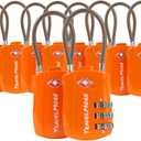 TravelMore 10 Pack TSA Approved Travel Combination Cable Luggage Locks for Suitcases - Orange