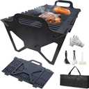 Slot Grill - Collapsible BBQ Grill for Easy Storage, Upgraded Thickened Steel, Tool-Free Setup, Lightweight & Compact, Portable Slot Grills Collapsible for Camping, Tailgating & Outdoor Cooking(Large)