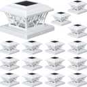 APONUO Solar Post Cap Lights 16 Pack with 1000mAh Battery - for 4x4 5x5 6x6 Fences, Larger Size & Longer Lasting, 2-Mode, IP64 Waterproof, for Deck Patio Yard (White)