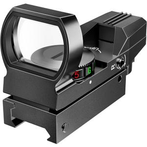 Feyachi Reflex Sight - Adjustable Reticle (4 Styles) Both Red and Green in one Sight! (Black)