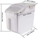 2 Pack Rice Storage Container 25 lbs, Airtight Flour Storage Containers with Lid and Wheels, Measuring Cup & Scoop, BPA Free, Bulk Food Dispenser for Sugar, Grain, Cereal, Dog Food (Grey)